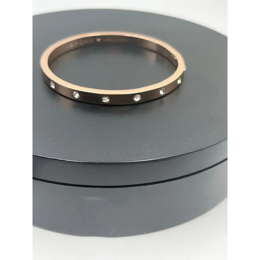 Kate‎ Spade NY Set in Stone Metal  Crystal Hinged Bangle Bracelet - Picture 3 of 14
